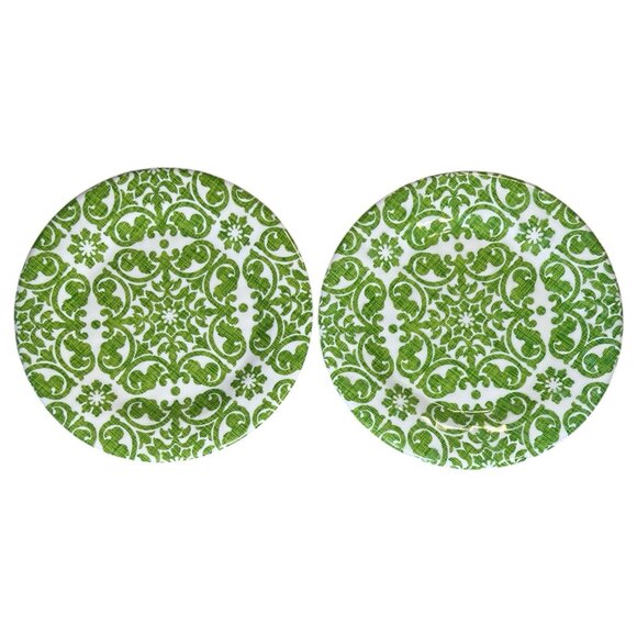 2 Pier 1 Royal Regal Trellis Green Melamine 8 3/8” Salad Plates - Picture 1 of 6